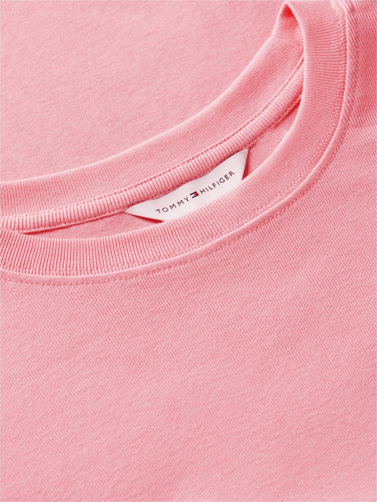 Flag Embroidery Slim Crew Neck T-Shirt — Pink