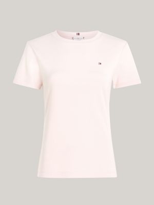 Tommy Hilfiger Essential Curve Crew Neck T-Shirt Light Pink, Women's  Clothing