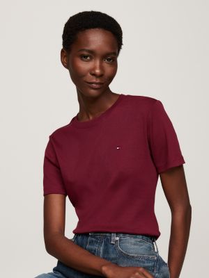 purple flag embroidery slim t-shirt for women tommy hilfiger