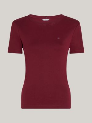 purple slim crew neck t-shirt for women tommy hilfiger