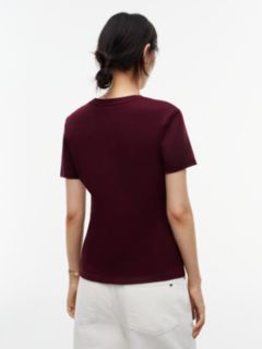 Flag Embroidery Slim Crew Neck T-Shirt — Red 4