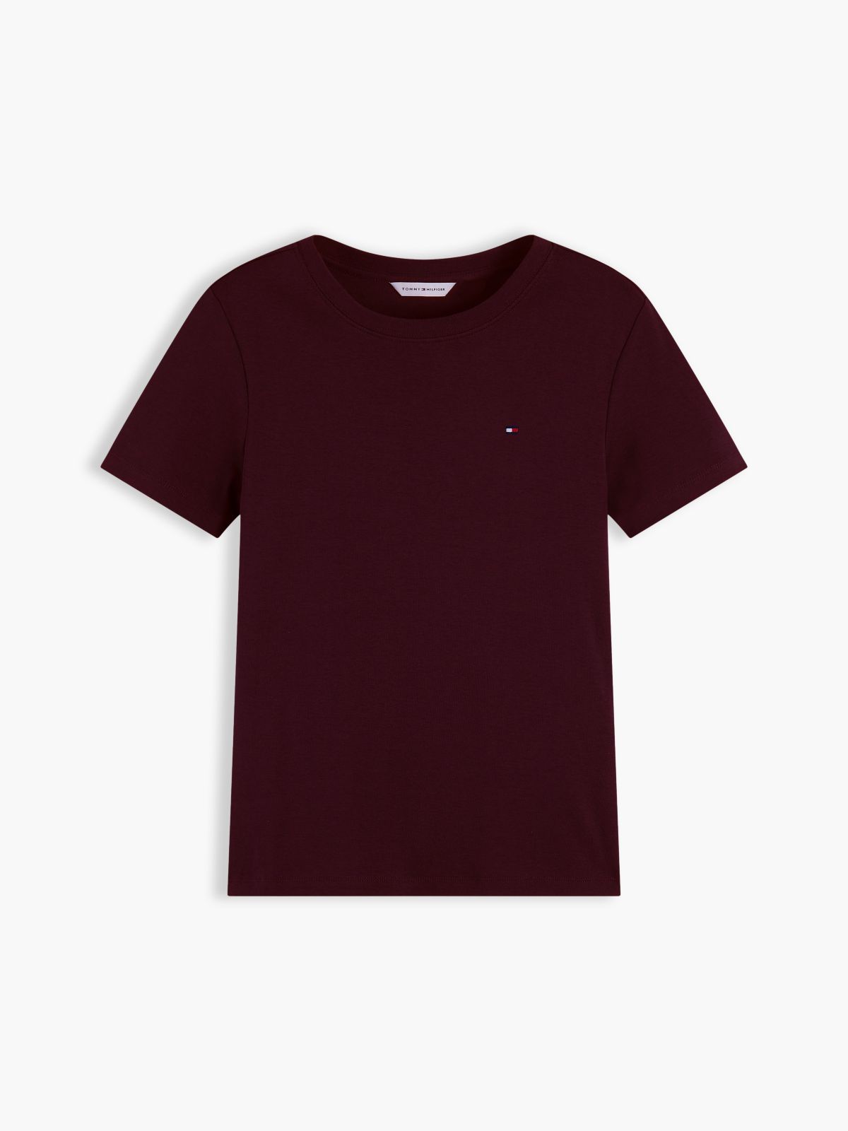 Flag Embroidery Slim Crew Neck T-Shirt — Red