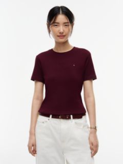 Flag Embroidery Slim Crew Neck T-Shirt — Red 1