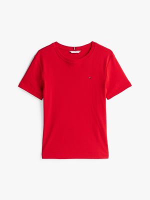 red crew neck slim t-shirt for women tommy hilfiger