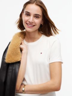 Flag Embroidery Slim Crew Neck T-Shirt — White 3