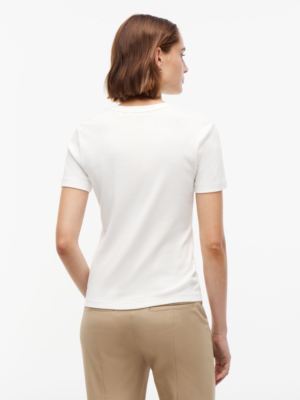 Flag Embroidery Slim Crew Neck T-Shirt — White