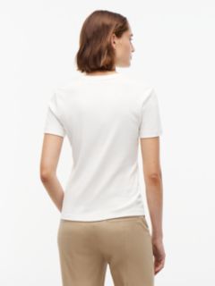 Flag Embroidery Slim Crew Neck T-Shirt — White 4