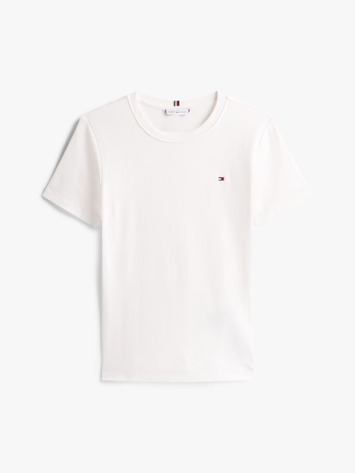 Flag Embroidery Slim Crew Neck T-Shirt — White