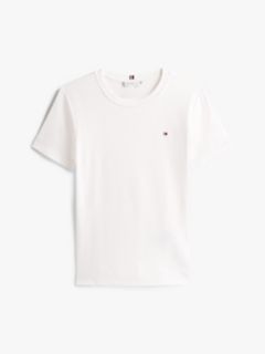 Flag Embroidery Slim Crew Neck T-Shirt — White 5