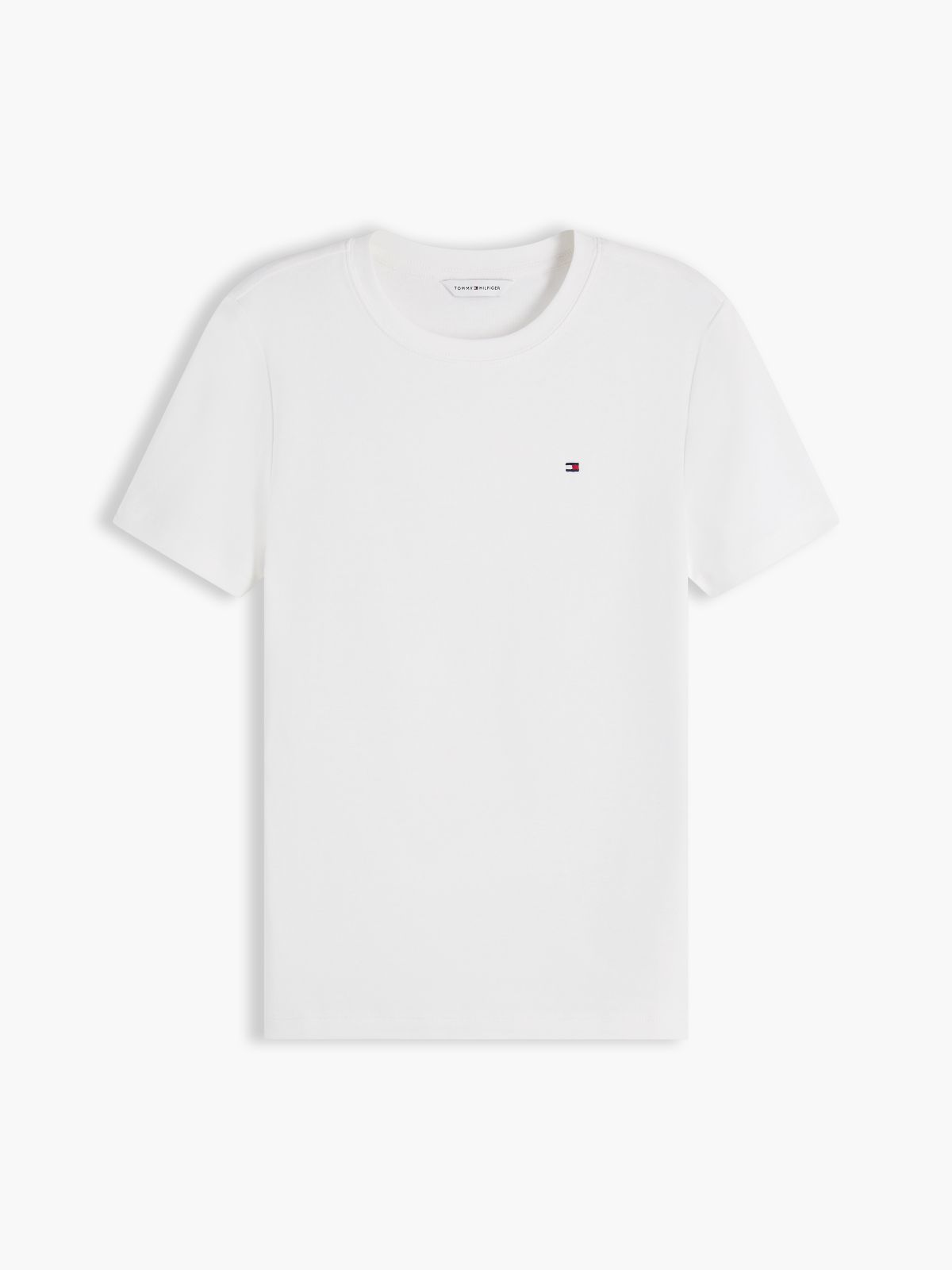 Flag Embroidery Slim Crew Neck T-Shirt — White