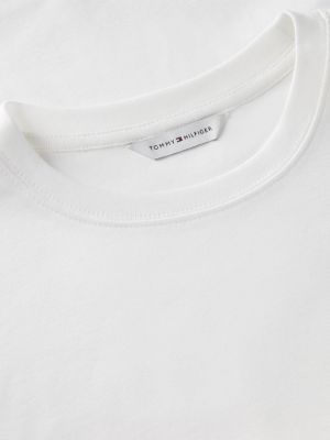 white flag embroidery crew neck slim t-shirt for women tommy hilfiger