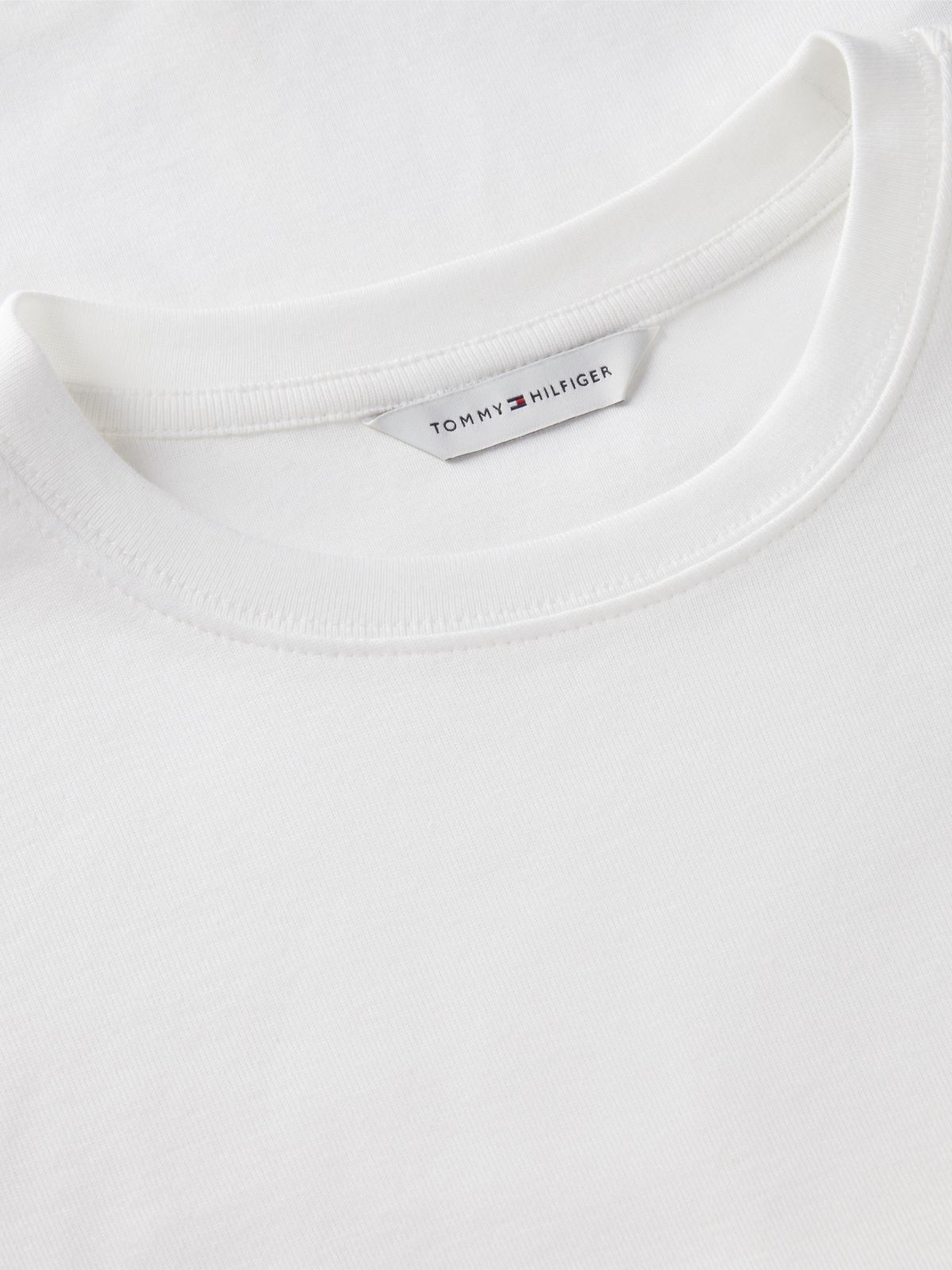 Flag Embroidery Slim Crew Neck T-Shirt — White
