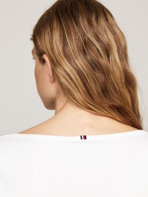 white boat neck slim t-shirt for women tommy hilfiger