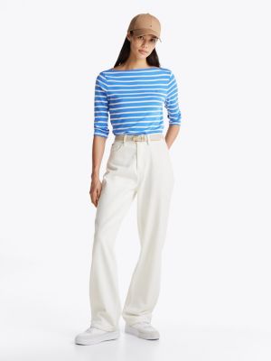 t-shirt ajusté à col bateau plusieurs couleurs pour femmes tommy hilfiger