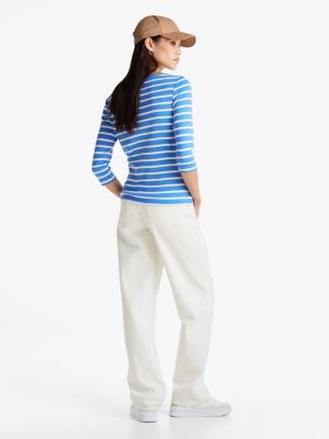 t-shirt ajusté à col bateau plusieurs couleurs pour femmes tommy hilfiger