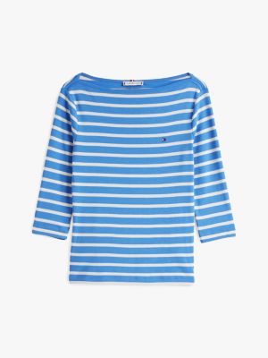 t-shirt ajusté à col bateau plusieurs couleurs pour femmes tommy hilfiger