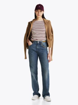 multi t-shirt mit u-boot-ausschnitt und 3/4-ärmeln für damen - tommy hilfiger