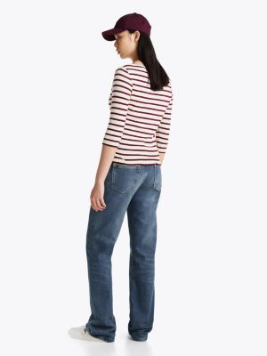t-shirt ajusté à col bateau plusieurs couleurs pour femmes tommy hilfiger