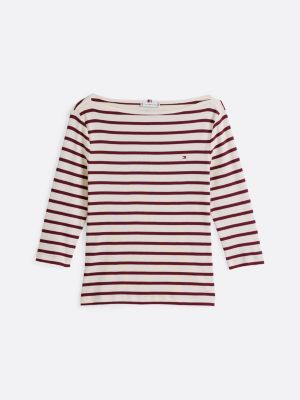 t-shirt ajusté à col bateau plusieurs couleurs pour femmes tommy hilfiger