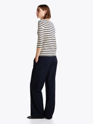 multi t-shirt mit u-boot-ausschnitt und 3/4-ärmeln für damen - tommy hilfiger