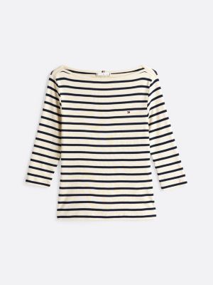 t-shirt ajusté à col bateau plusieurs couleurs pour femmes tommy hilfiger