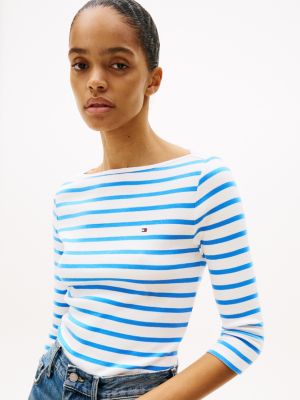t-shirt ajusté à col bateau plusieurs couleurs pour femmes tommy hilfiger
