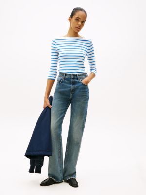 t-shirt ajusté à col bateau plusieurs couleurs pour femmes tommy hilfiger