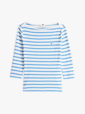 t-shirt ajusté à col bateau plusieurs couleurs pour femmes tommy hilfiger