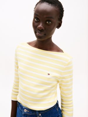 t-shirt ajusté à col bateau plusieurs couleurs pour femmes tommy hilfiger
