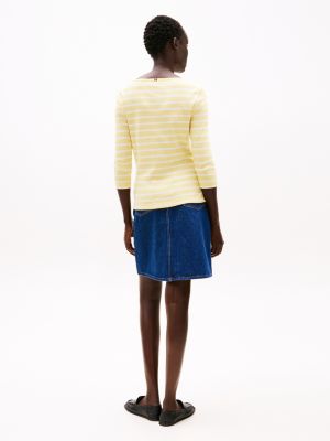 t-shirt ajusté à col bateau plusieurs couleurs pour femmes tommy hilfiger