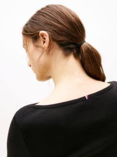 Slim Three-Quarter Sleeve Boat Neck T-Shirt — Black 4