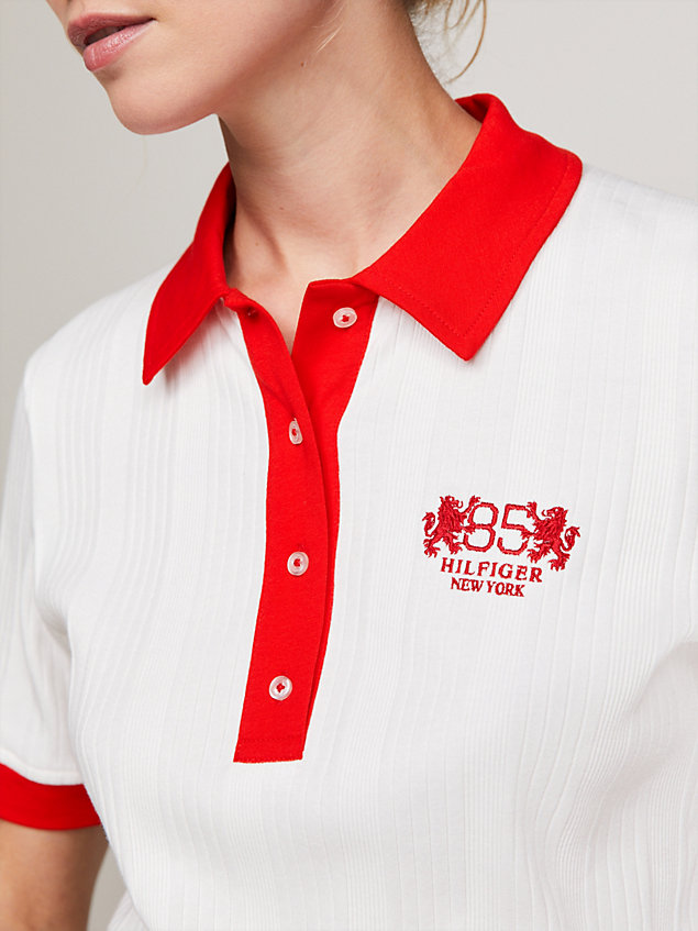 white koszula polo 1985 collection z emblematem th dla kobiety - tommy hilfiger