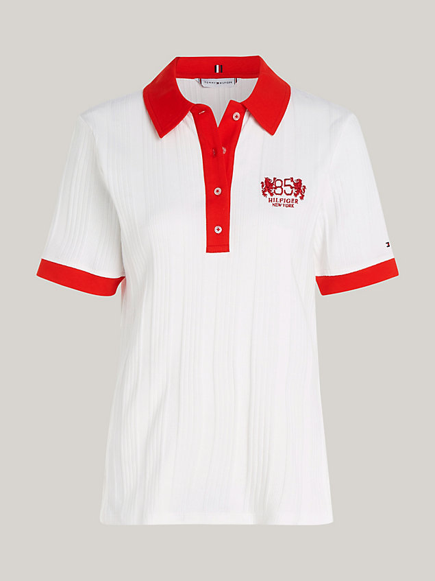 white 1985 collection th crest regular polo for women tommy hilfiger