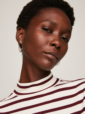 white slim fit bodycon-kleid in midi-länge für damen - tommy hilfiger