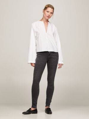 denim th flex como skinny jeans mit mittelhohem bund für damen - tommy hilfiger