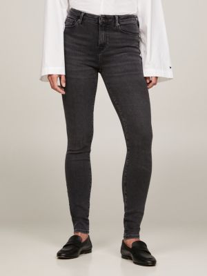 skinny-fit faded jeans