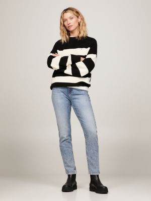 denim knöchellange slim zigaretten-jeans mit mittelhohem bund für damen - tommy hilfiger