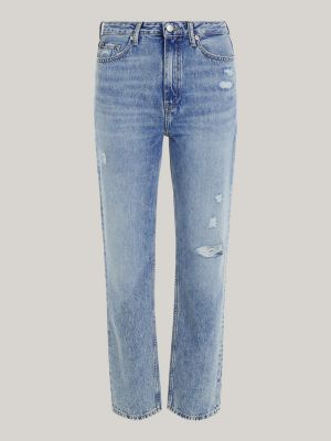 Classics High Rise Fitted Straight Distressed Ankle Jeans | Denim 