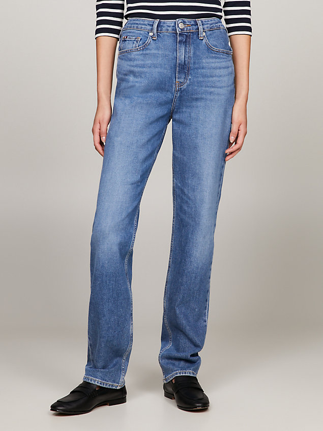 jeans melany classics straight fit aderenti a vita media denim da donne tommy hilfiger