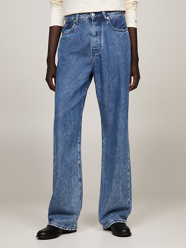 denim relaxed straight jeans mit mittelhohem bund für damen - tommy hilfiger