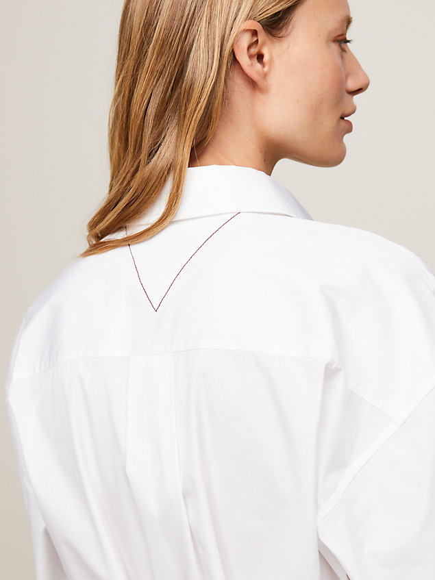 white relaxed fit mini-hemdkleid mit falten für damen - tommy hilfiger