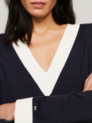 TOMMY HILFIGER - Abito donna in maglia con bandiera intarsiata