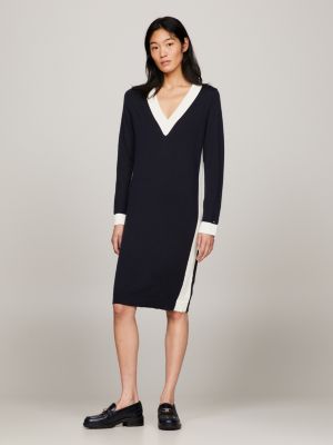 Long v on sale neck sweater dress