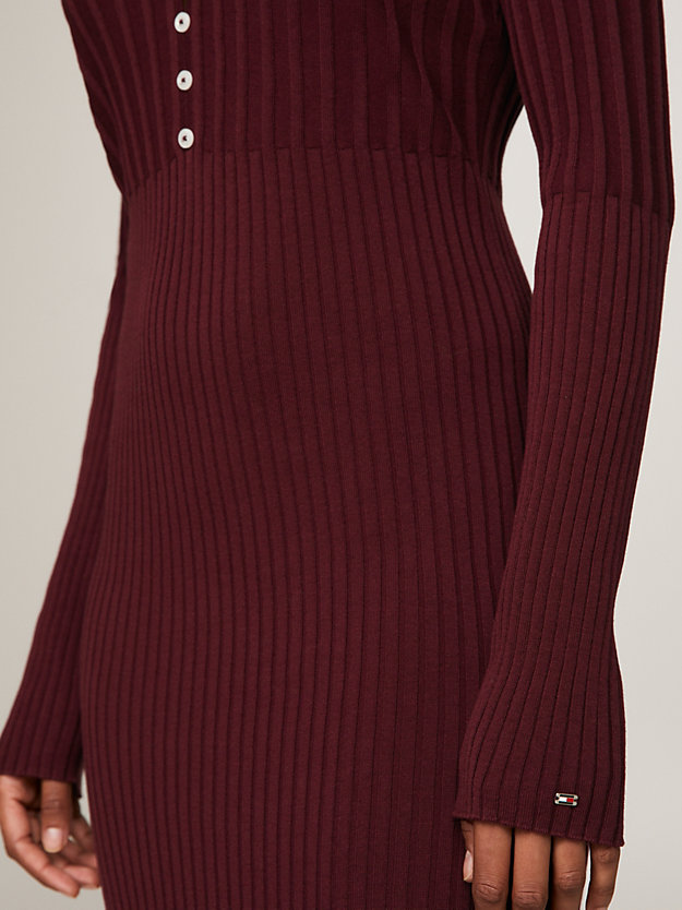 purple button v-neck slim sweater dress for women tommy hilfiger