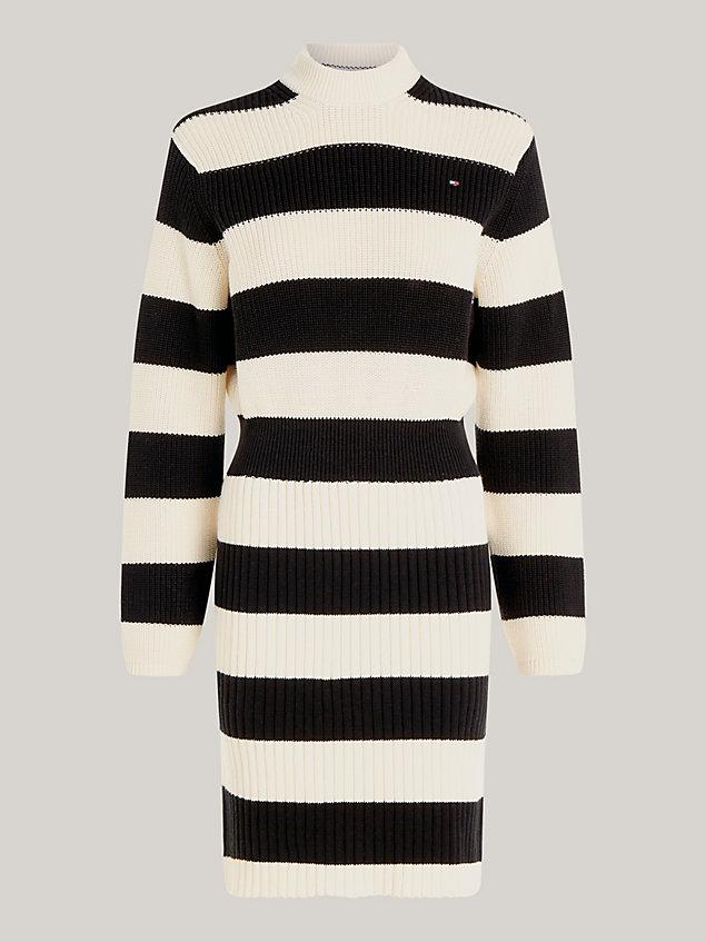 black mock turtleneck cardigan stitch sweater dress for women tommy hilfiger