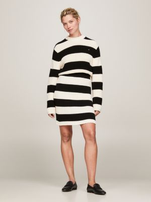 f tommy hilfiger grey turtleneck sweater white x wide leg dress