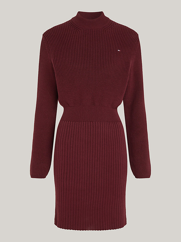 purple mock turtleneck cardigan stitch sweater dress for women tommy hilfiger