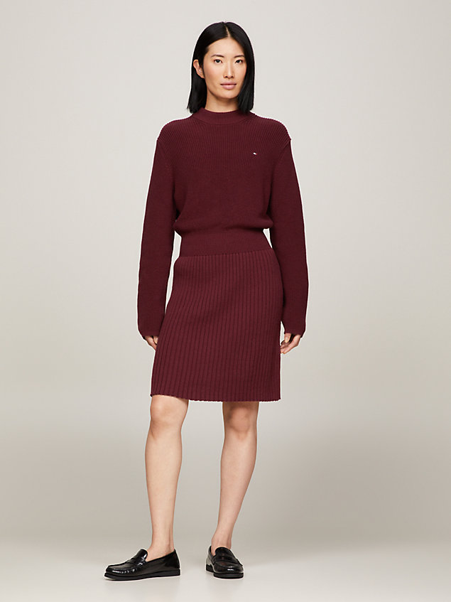 purple mock turtleneck cardigan stitch sweater dress for women tommy hilfiger