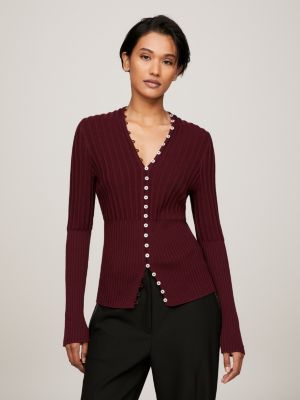 Ribbed button hot sale front cardigan