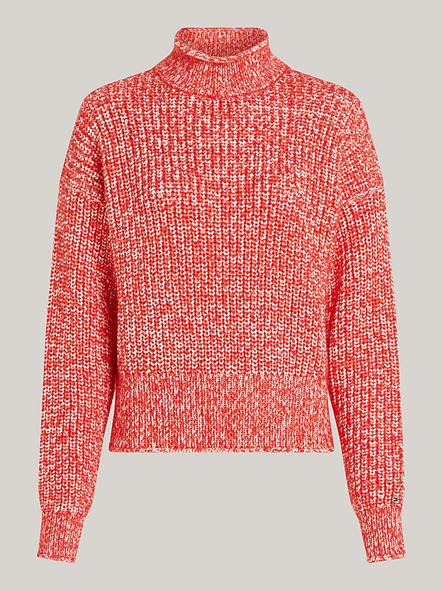 rood getextureerde tweekleurige relaxed fit trui voor dames - tommy hilfiger